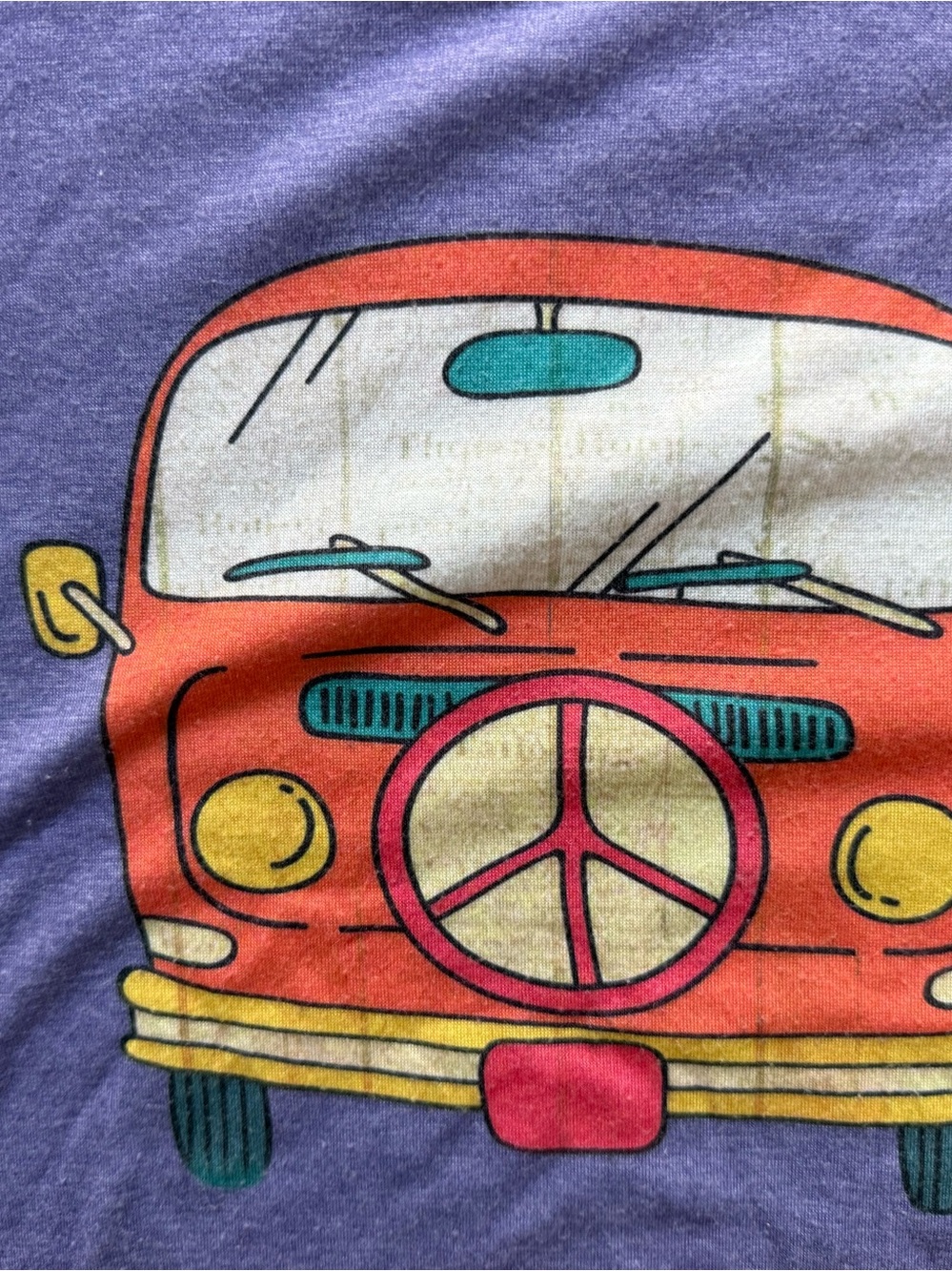 Women’s 3x or 2x purple bohemian Gypsy hippie tee shirt with peace van